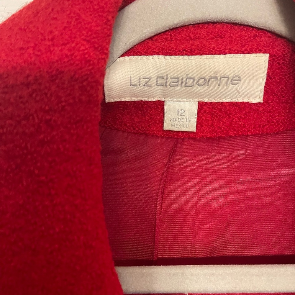 Red Wool Liz Claiborne Coat - Picture 3 of 9